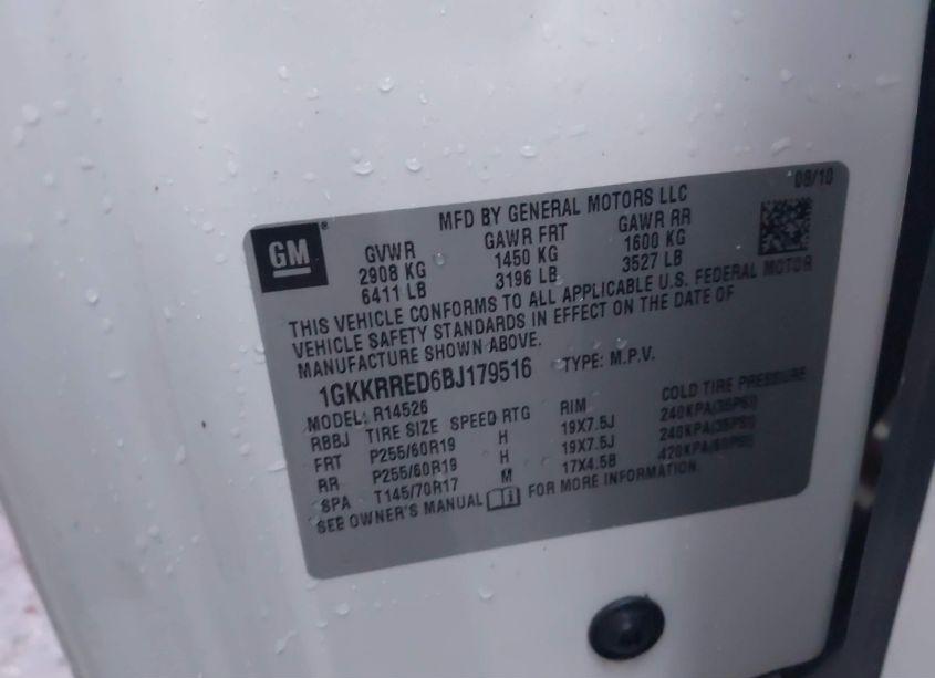 Photo 9 of 2011 Gmc Acadia SLT-1 (VIN 1GKKRRED6BJ179516)