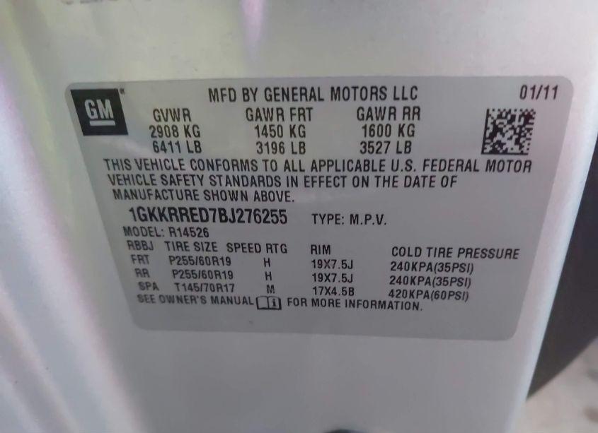 Photo 9 of 2011 Gmc Acadia SLT-1 (VIN 1GKKRRED7BJ276255)