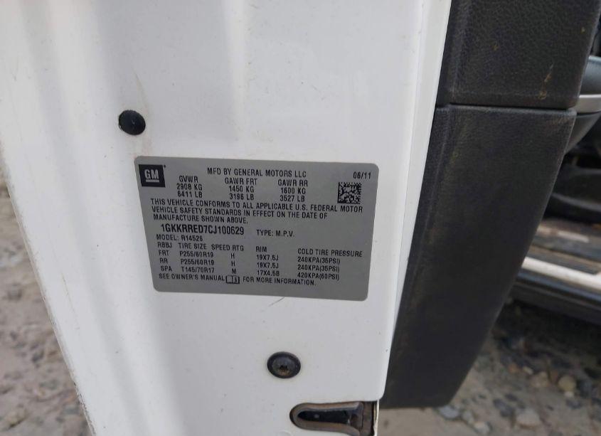 Photo 9 of 2012 Gmc Acadia SLT1 (VIN 1GKKRRED7CJ100629)