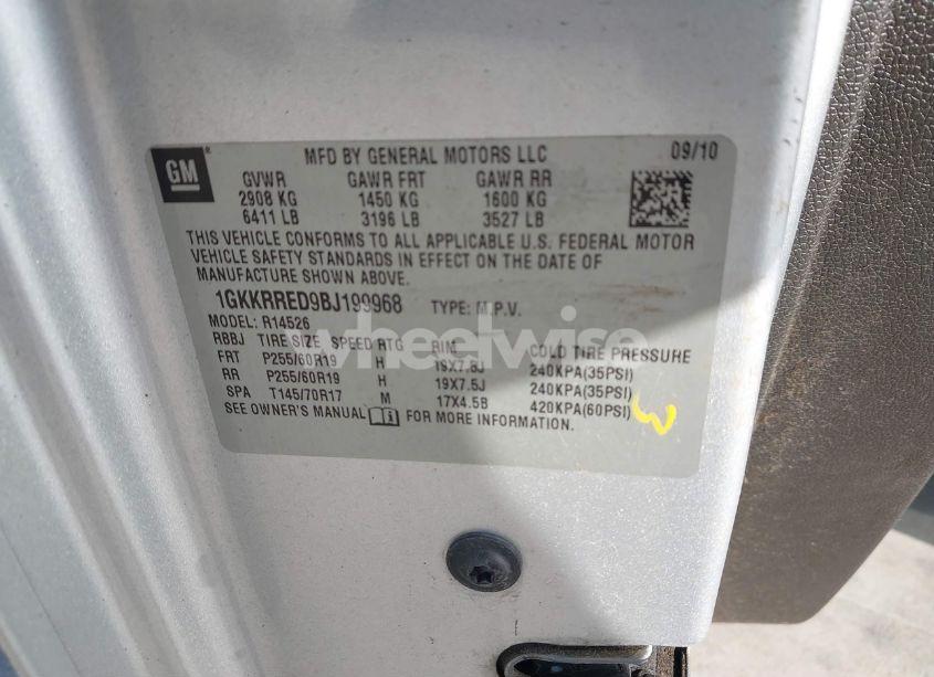 Photo 9 of 2011 Gmc Acadia SLT-1 (VIN 1GKKRRED9BJ199968)