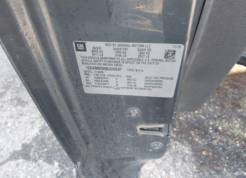 Photo 9 of 2011 Gmc Acadia SLT-1 (VIN 1GKKRRED9BJ243547)