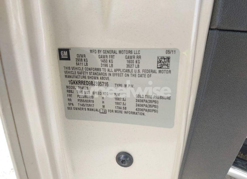 Photo 9 of 2011 Gmc Acadia SLT-1 (VIN 1GKKRRED9BJ395716)