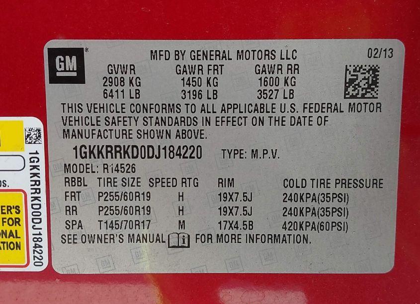 Photo 9 of 2013 Gmc Acadia SLT-1 (VIN 1GKKRRKD0DJ184220)