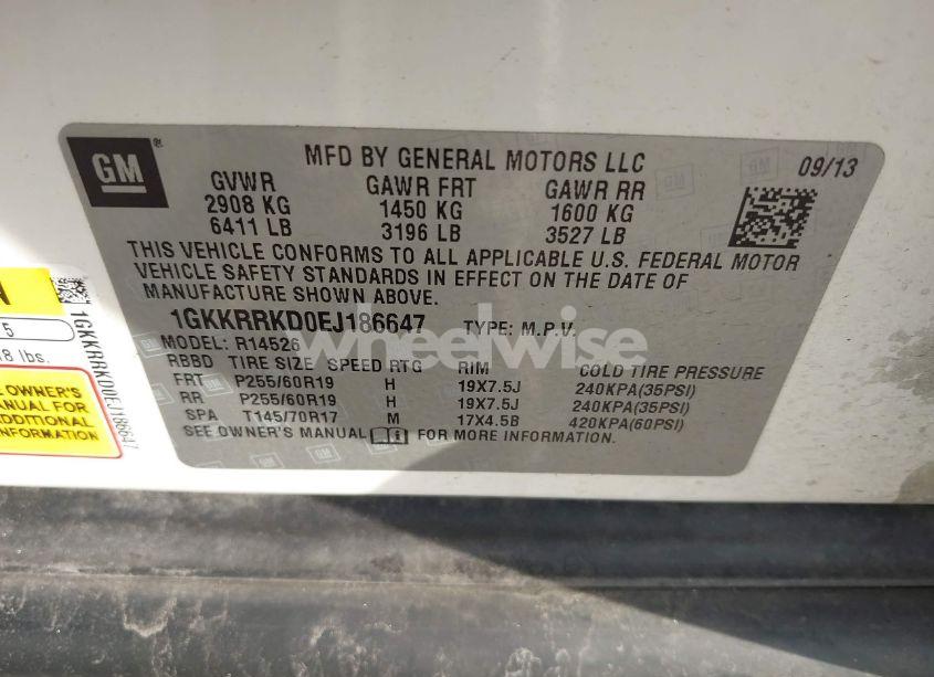 Photo 9 of 2014 Gmc Acadia SLT-1 (VIN 1GKKRRKD0EJ186647)