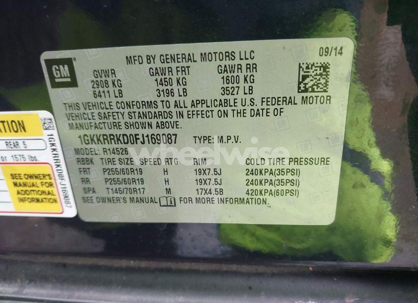 Photo 9 of 2015 Gmc Acadia SLT-1 (VIN 1GKKRRKD0FJ169087)