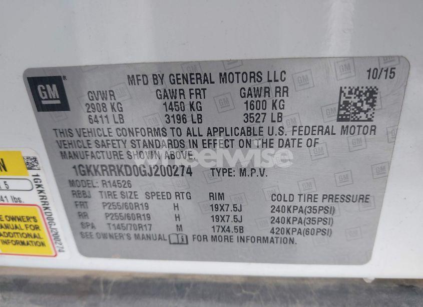 Photo 9 of 2016 Gmc Acadia SLT-1 (VIN 1GKKRRKD0GJ200274)