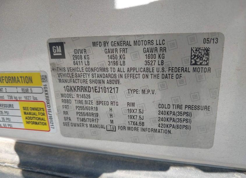 Photo 9 of 2014 Gmc Acadia SLT-1 (VIN 1GKKRRKD1EJ101217)