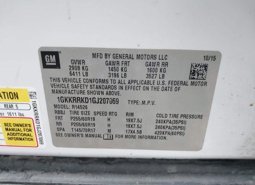 Photo 9 of 2016 Gmc Acadia SLT-1 (VIN 1GKKRRKD1GJ207069)