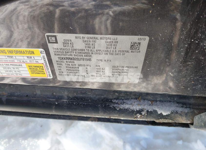 Photo 9 of 2013 Gmc Acadia SLT-1 (VIN 1GKKRRKD2DJ191945)