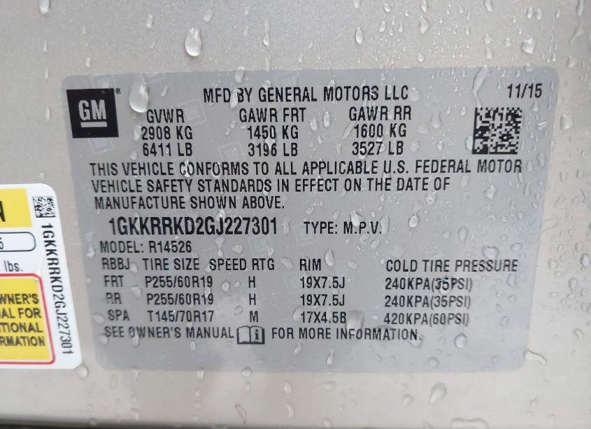 Photo 9 of 2016 Gmc Acadia SLT-1 (VIN 1GKKRRKD2GJ227301)