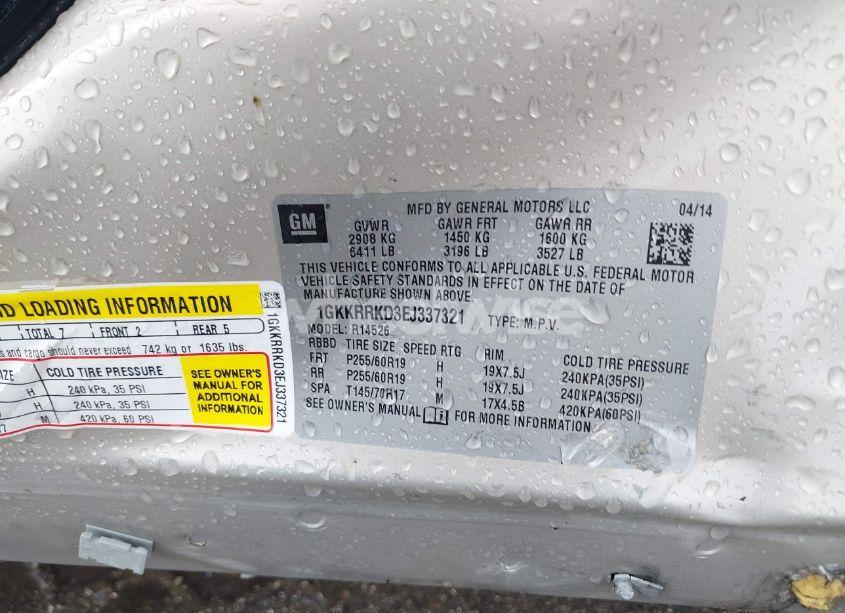 Photo 9 of 2014 Gmc Acadia SLT-1 (VIN 1GKKRRKD3EJ337321)