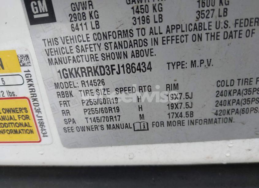 Photo 9 of 2015 Gmc Acadia SLT-1 (VIN 1GKKRRKD3FJ186434)