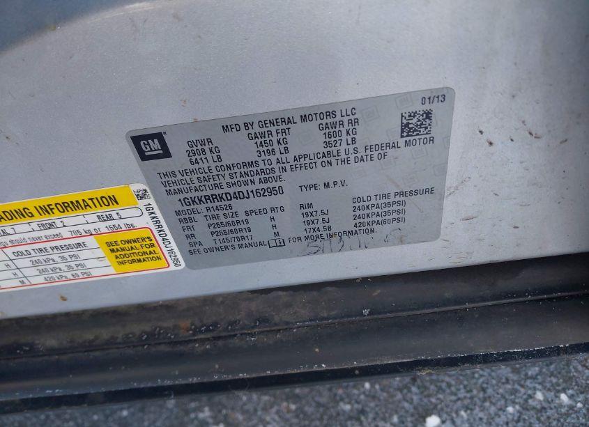 Photo 9 of 2013 Gmc Acadia SLT-1 (VIN 1GKKRRKD4DJ162950)