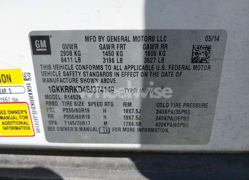 Photo 9 of 2014 Gmc Acadia SLT-1 (VIN 1GKKRRKD4EJ374149)