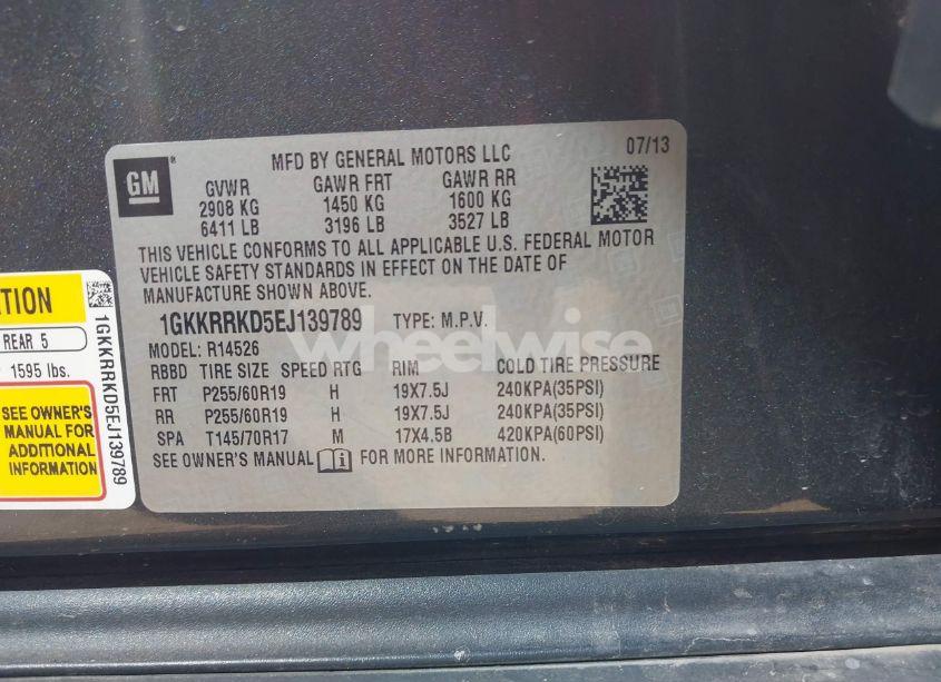 Photo 9 of 2014 Gmc Acadia SLT-1 (VIN 1GKKRRKD5EJ139789)