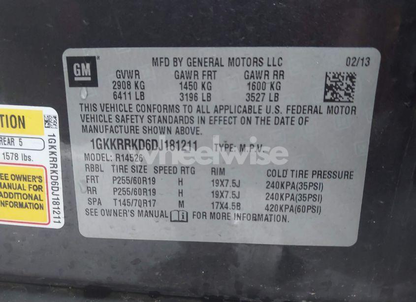 Photo 9 of 2013 Gmc Acadia SLT-1 (VIN 1GKKRRKD6DJ181211)