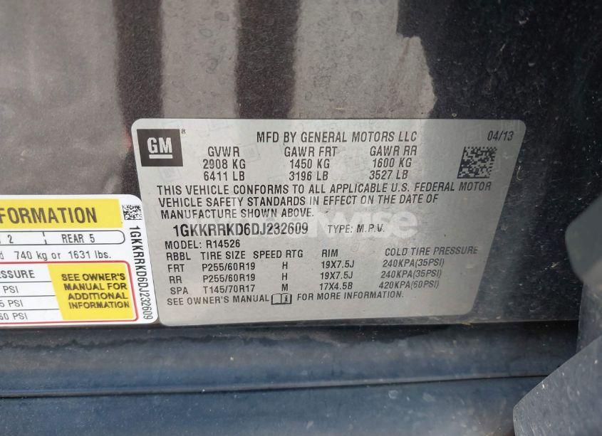 Photo 9 of 2013 Gmc Acadia SLT-1 (VIN 1GKKRRKD6DJ232609)