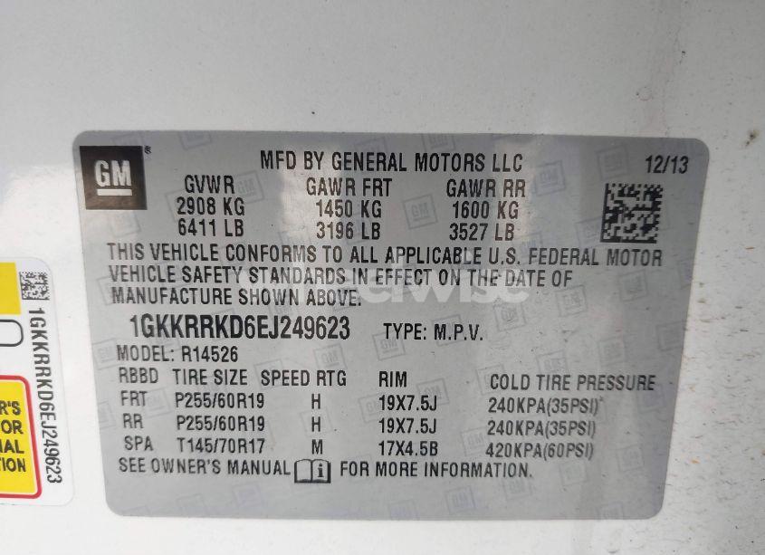 Photo 9 of 2014 Gmc Acadia SLT-1 (VIN 1GKKRRKD6EJ249623)