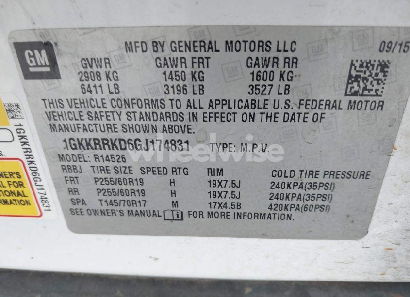 Photo 9 of 2016 Gmc Acadia SLT-1 (VIN 1GKKRRKD6GJ174831)