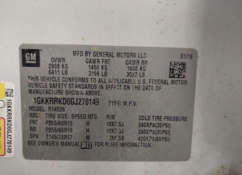 Photo 9 of 2016 Gmc Acadia SLT-1 (VIN 1GKKRRKD6GJ270149)