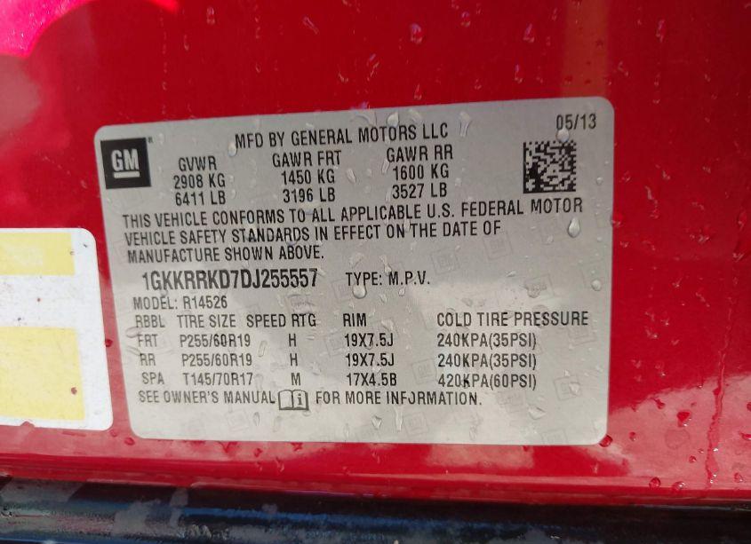 Photo 9 of 2013 Gmc Acadia SLT-1 (VIN 1GKKRRKD7DJ255557)