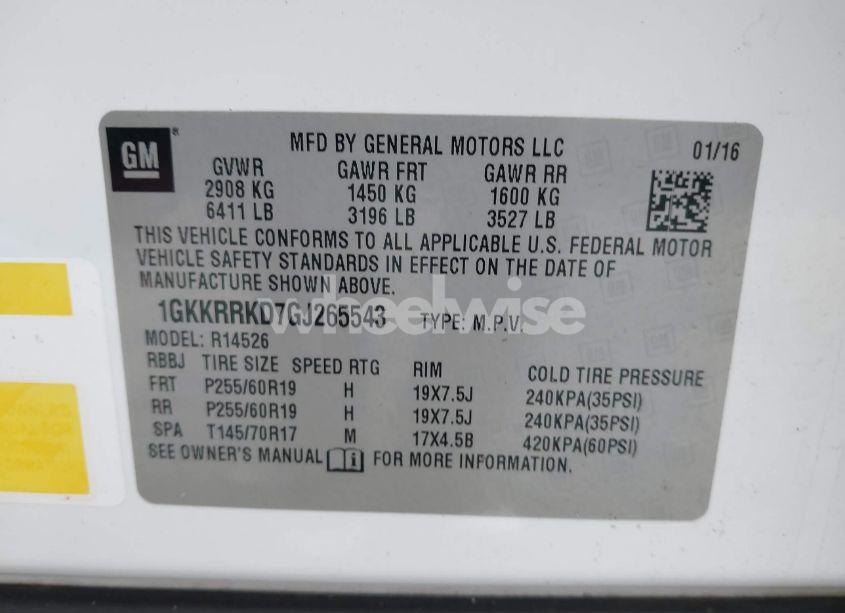 Photo 9 of 2016 Gmc Acadia SLT-1 (VIN 1GKKRRKD7GJ265543)