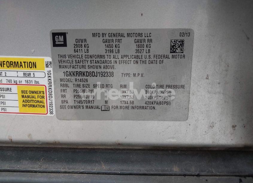 Photo 9 of 2013 Gmc Acadia SLT-1 (VIN 1GKKRRKD8DJ192338)