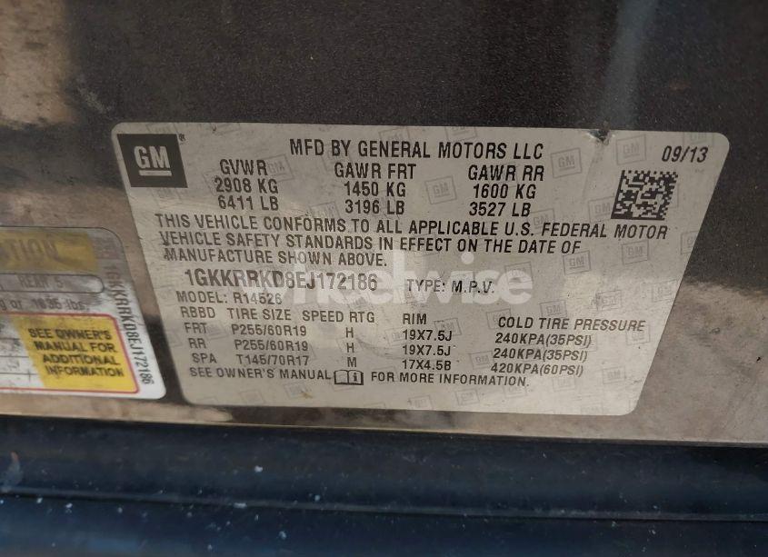 Photo 9 of 2014 Gmc Acadia SLT-1 (VIN 1GKKRRKD8EJ172186)