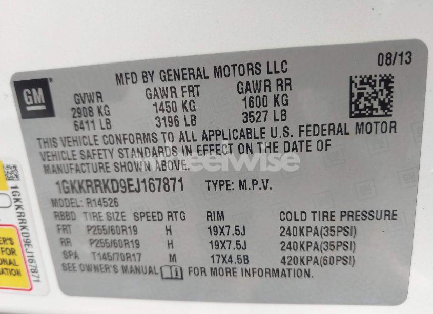 Photo 9 of 2014 Gmc Acadia SLT-1 (VIN 1GKKRRKD9EJ167871)