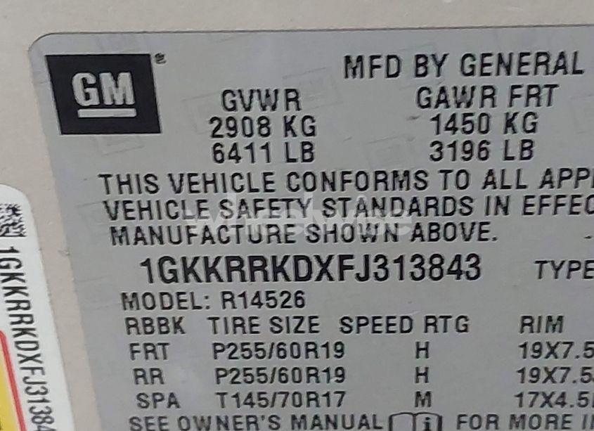 Photo 9 of 2015 Gmc Acadia SLT-1 (VIN 1GKKRRKDXFJ313843)