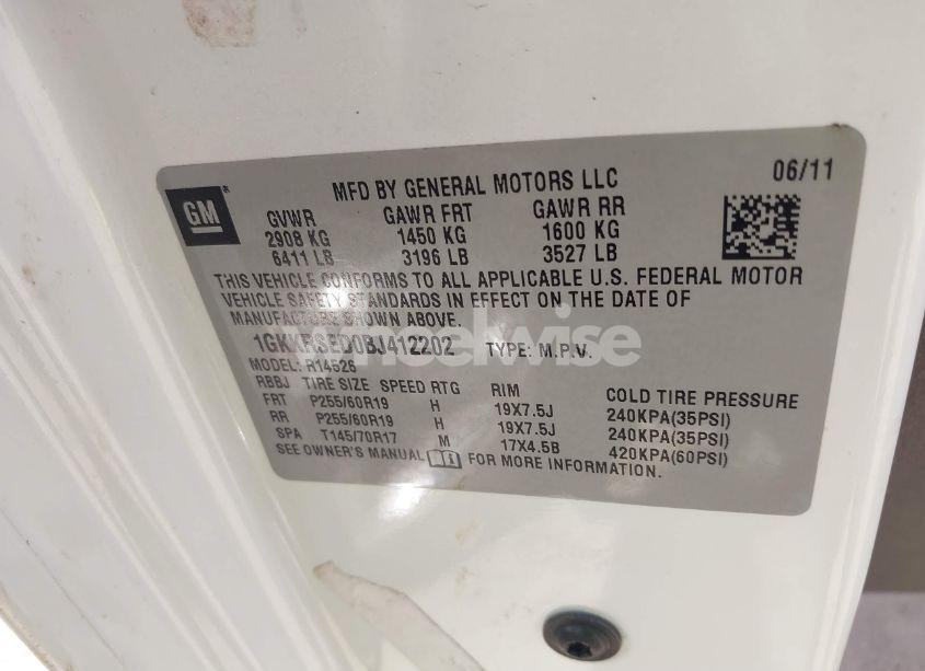 Photo 9 of 2011 Gmc Acadia SLT-2 (VIN 1GKKRSED0BJ412202)