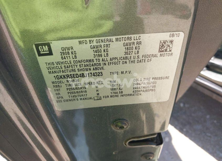 Photo 9 of 2011 Gmc Acadia SLT-2 (VIN 1GKKRSED4BJ174323)