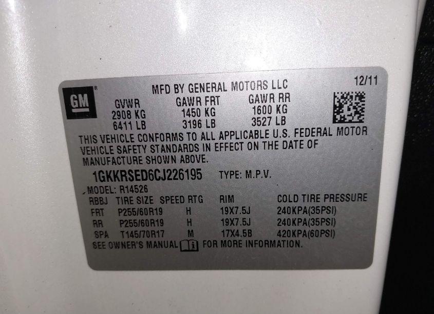 Photo 9 of 2012 Gmc Acadia SLT-2 (VIN 1GKKRSED6CJ226195)