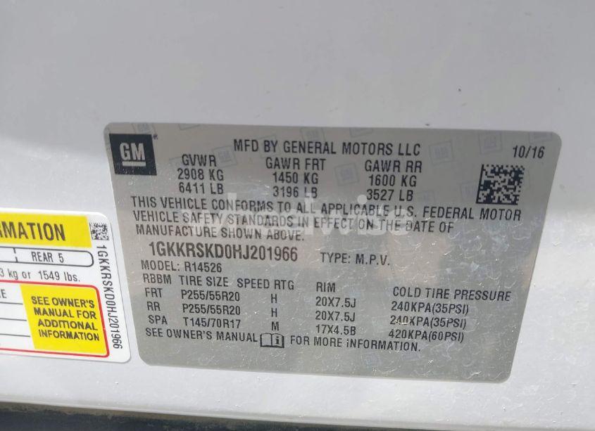 Photo 9 of 2017 Gmc Acadia LIMITED (VIN 1GKKRSKD0HJ201966)