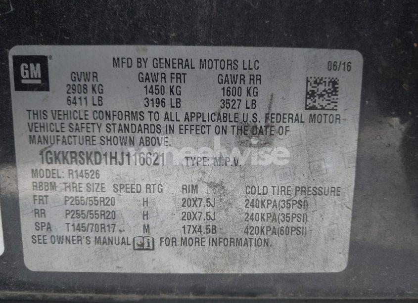 Photo 9 of 2017 Gmc Acadia LIMITED (VIN 1GKKRSKD1HJ116621)