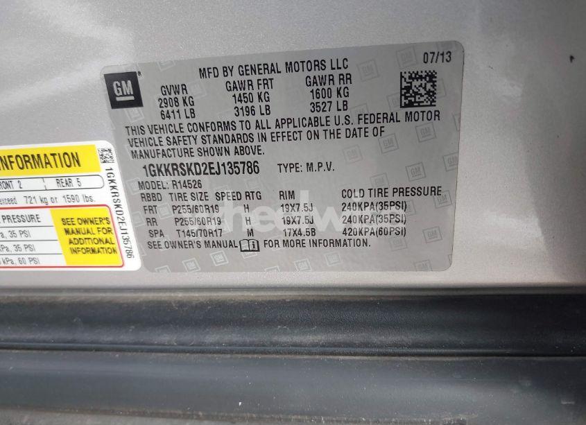 Photo 9 of 2014 Gmc Acadia SLT-2 (VIN 1GKKRSKD2EJ135786)