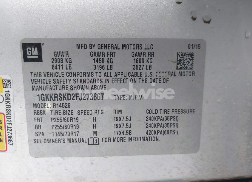 Photo 9 of 2015 Gmc Acadia SLT-2 (VIN 1GKKRSKD2FJ273667)