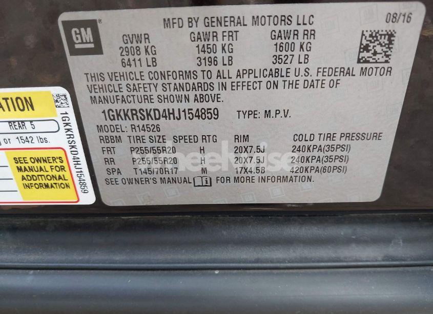 Photo 9 of 2017 Gmc Acadia LIMITED (VIN 1GKKRSKD4HJ154859)