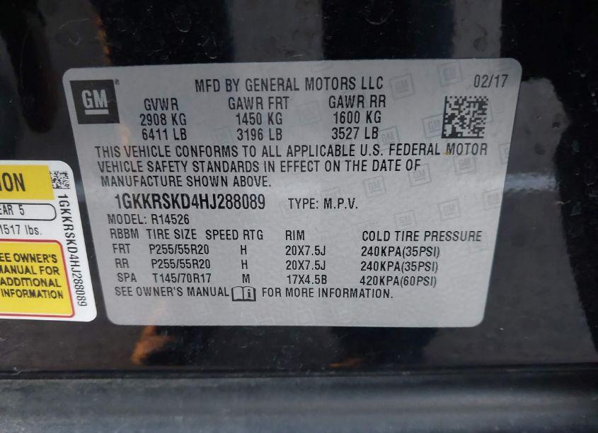 Photo 9 of 2017 Gmc Acadia LIMITED (VIN 1GKKRSKD4HJ288089)