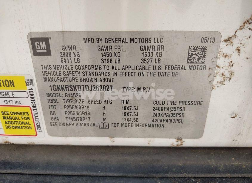 Photo 9 of 2013 Gmc Acadia SLT-2 (VIN 1GKKRSKD7DJ263827)