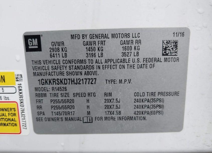 Photo 9 of 2017 Gmc Acadia LIMITED (VIN 1GKKRSKD7HJ217727)