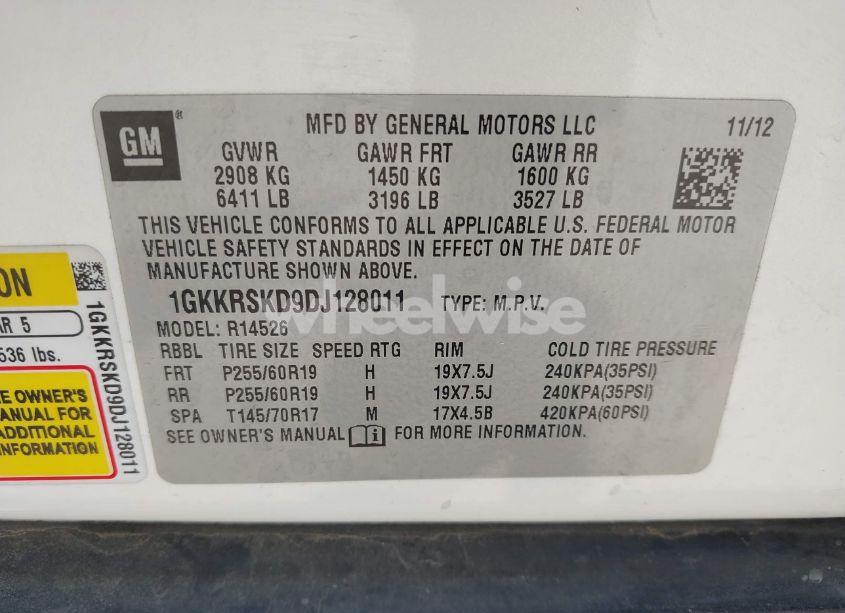 Photo 9 of 2013 Gmc Acadia SLT-2 (VIN 1GKKRSKD9DJ128011)