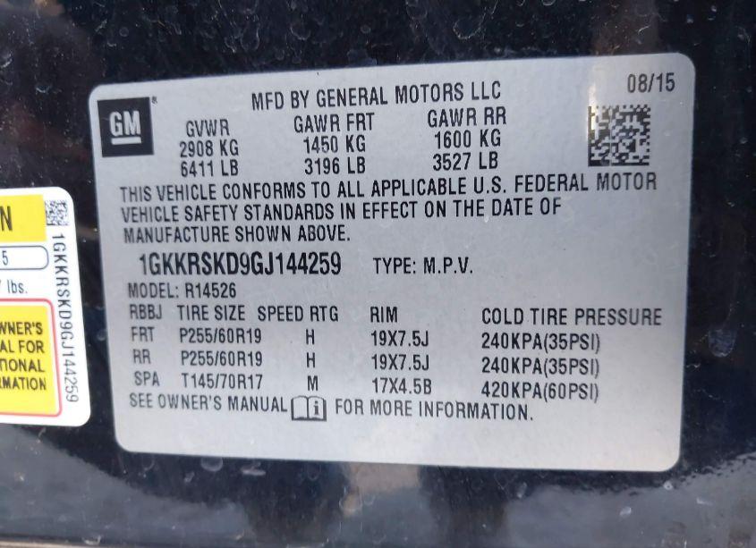 Photo 9 of 2016 Gmc Acadia SLT-2 (VIN 1GKKRSKD9GJ144259)