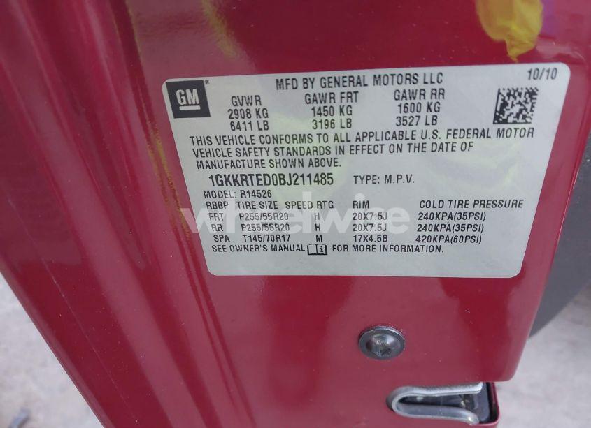 Photo 9 of 2011 Gmc Acadia DENALI (VIN 1GKKRTED0BJ211485)