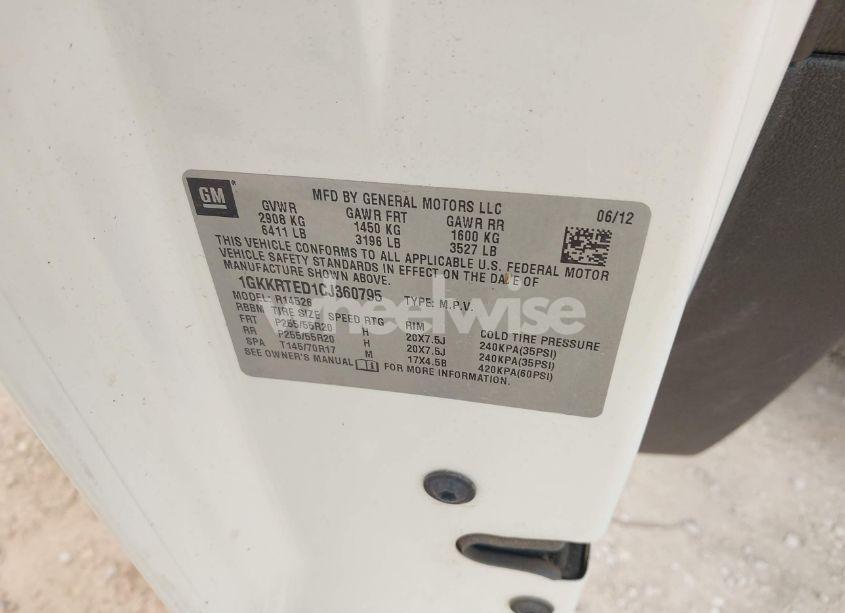 Photo 9 of 2012 Gmc Acadia DENALI (VIN 1GKKRTED1CJ360795)