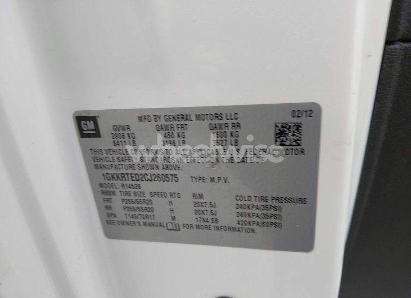 Photo 9 of 2012 Gmc Acadia DENALI (VIN 1GKKRTED2CJ260575)