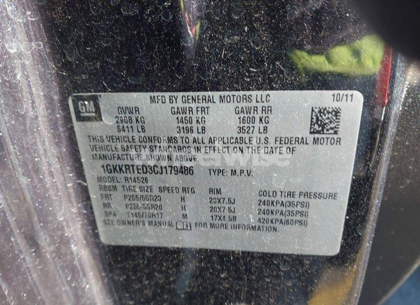 Photo 9 of 2012 Gmc Acadia DENALI (VIN 1GKKRTED3CJ179486)