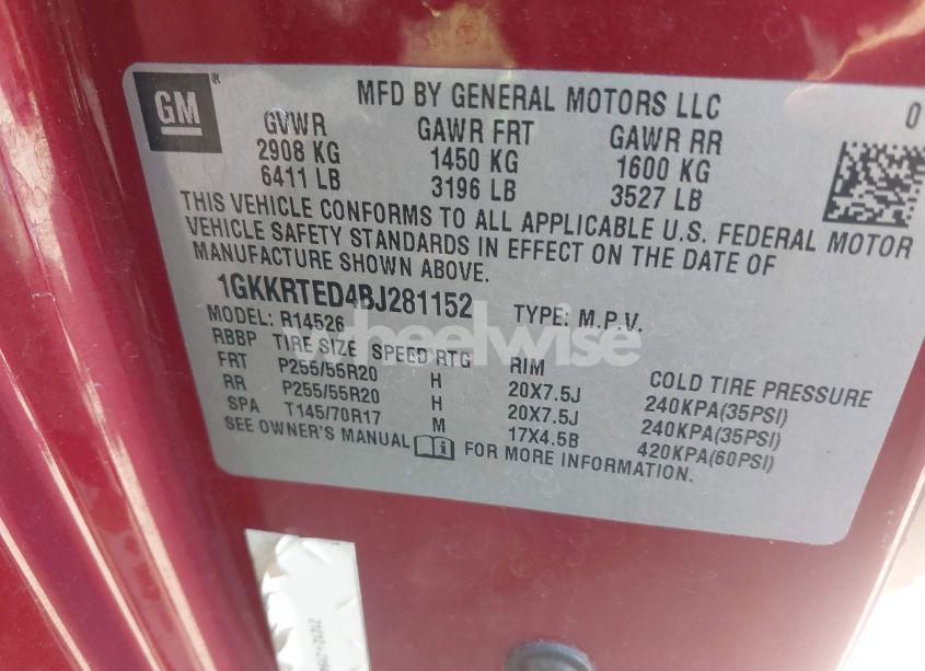 Photo 9 of 2011 Gmc Acadia DENALI (VIN 1GKKRTED4BJ281152)