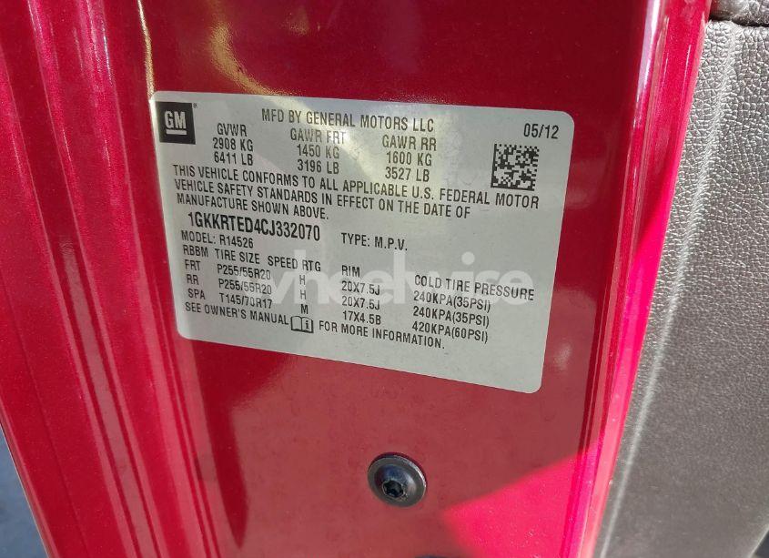 Photo 9 of 2012 Gmc Acadia DENALI (VIN 1GKKRTED4CJ332070)