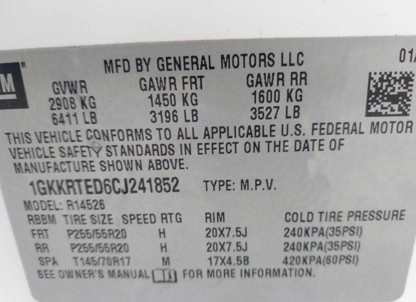 Photo 9 of 2012 Gmc Acadia DENALI (VIN 1GKKRTED6CJ241852)